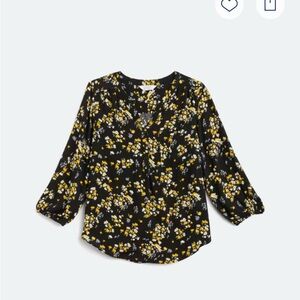 Market & Spruce Floral Black and Yellow Women's Top (XXL)